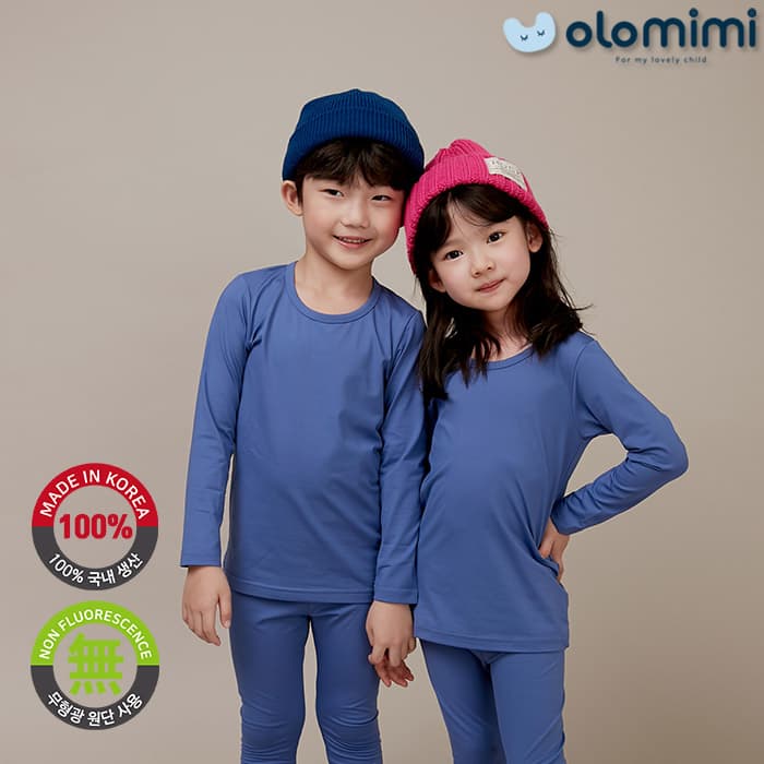 _OLOMIMI_ KOREA 21FW Kids Pajamas_sleepwear_Heat Fabric_Navy
